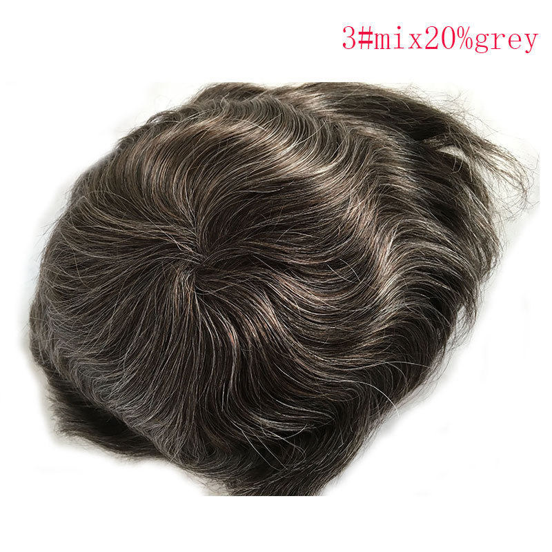 Men's Toupee Swiss Mono Lace Thin Skin Hairpiece wigs Replacement System for Men #18 Ash Brown Color European Human Hair 10x8"