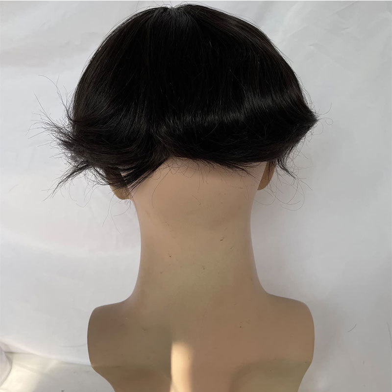 Men's Hairpiece European Human Hair Toupee 10x8inch HD Swiss Lace Super Thin Skin Back Hair Replacement Wig White Color