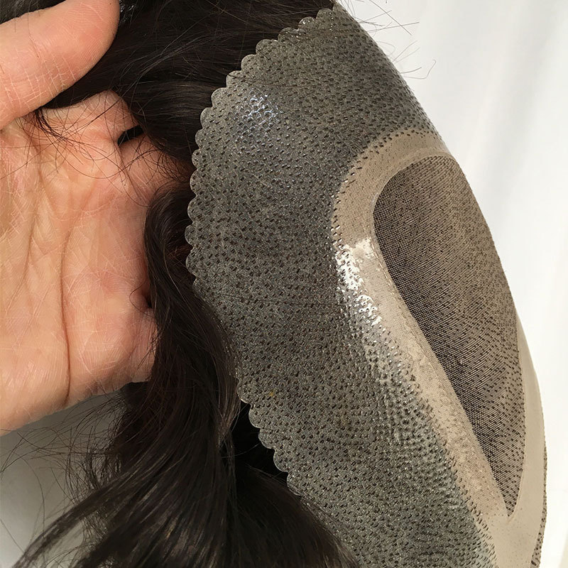 Human Hair Men's Toupee Hair pieces 100% European Virgin Human Hair MONO With PU Replacement System For Men 10"x8" Human Hair Toupee Men 21# Color