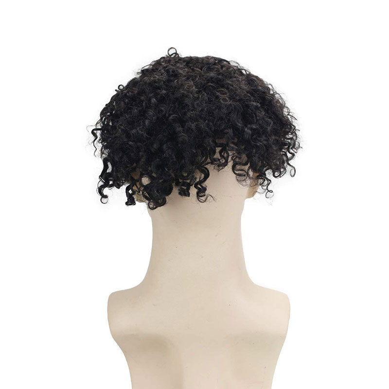 Toupee for Men 100% Human Hair Replacement System Hairpieces Soft Thin Super Full Swiss Lace Toupee 10”x8” Base Small Curly Natural Black Color