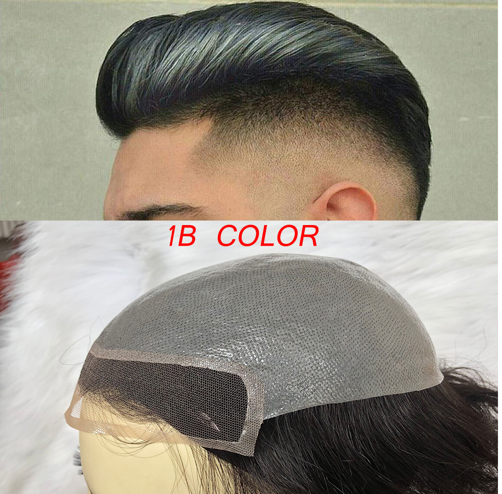 Toupee for Men 100% European Human Hair Swiss Lace Front Natural Hairline Hair Pieces 0.08mm Thin Skin PU V-looped Men's Hair Replacement System 8x10