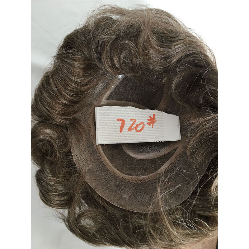 Human Hair Men's Toupee Hair pieces 100% European Virgin Human Hair MONO With PU Replacement System For Men 10"x8" Human Hair Toupee Men 21# Color