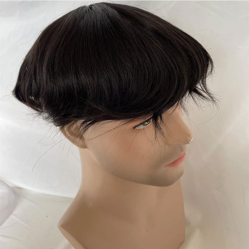 Men's Hairpiece European Human Hair Toupee 10x8inch HD Swiss Lace Super Thin Skin Back Hair Replacement Wig White Color