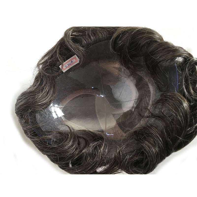 Men's Toupee Swiss Mono Lace Thin Skin Hairpiece wigs Replacement System for Men #18 Ash Brown Color European Human Hair 10x8"