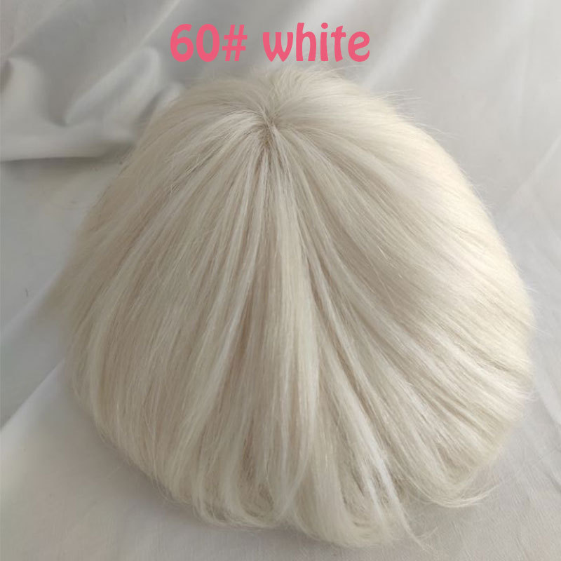 Q6 Men's Hair 613#Color Toupee For Men Hair pieces For Men 100% European Human Hair Replacement System For Men 10x8" Toupee Mens Hairpiece With Lace Frontal