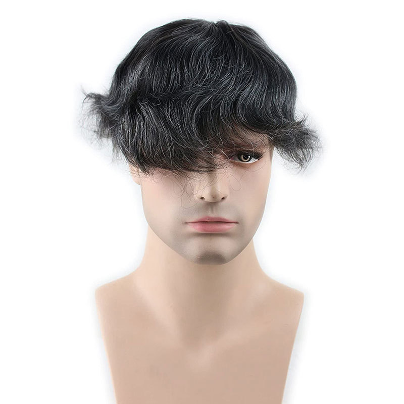 Men's Toupee Swiss Mono Lace Thin Skin Hairpiece wigs Replacement System for Men #18 Ash Brown Color European Human Hair 10x8"