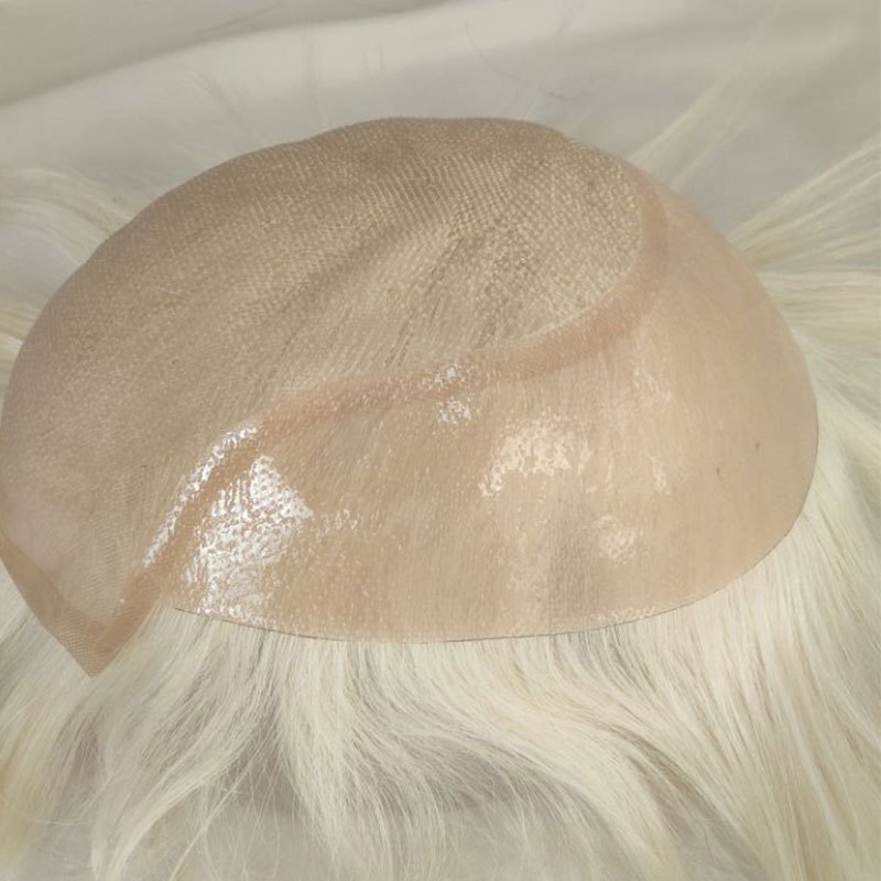Q6 Toupee For Men Franch Lace Front with PU Toupee Hair 100% European Virgin Human Hair Replacement System For Men 10" x 8" Human hair Piece Toupee Me