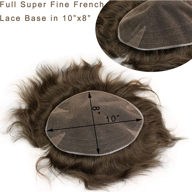 Quality Hair System Swiss Full Lace Men’s Toupee European Real Human Hair Replacement for Men Hairpiece Natural Black Color