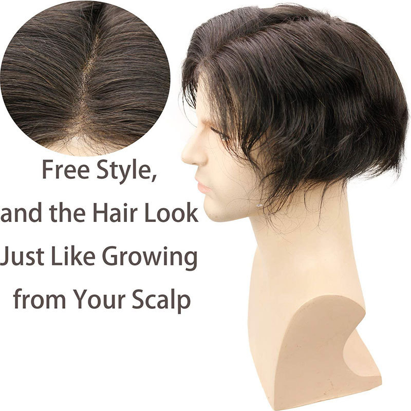 Quality Hair System Swiss Full Lace Men’s Toupee European Real Human Hair Replacement for Men Hairpiece Natural Black Color