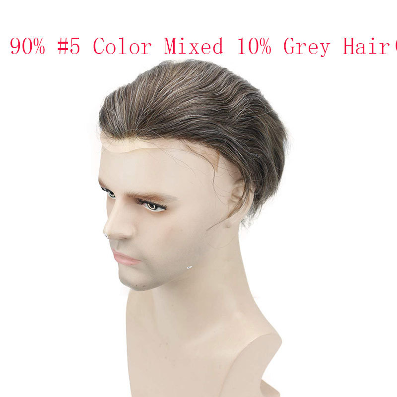 Celebrity Hair System Thin Skin Men's Hair Replacement Toupee Real Human Hair Pieces for Men #7 Light Brown Color Base Size 10x8