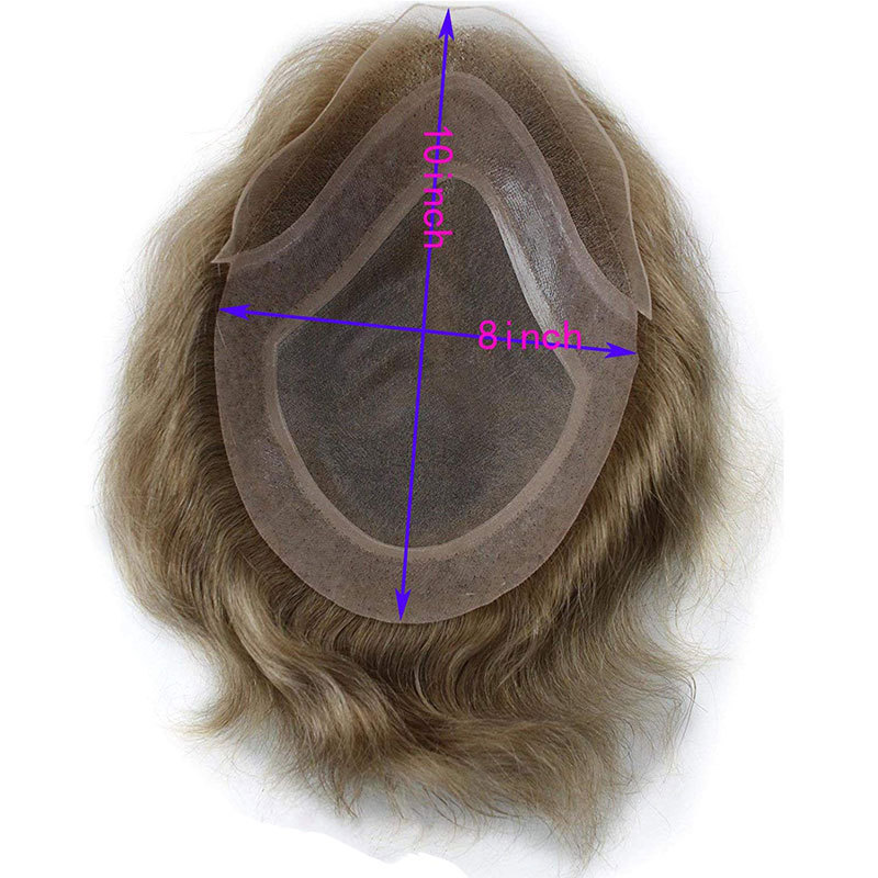 Celebrity Hair System Thin Skin Men's Hair Replacement Toupee Real Human Hair Pieces for Men #7 Light Brown Color Base Size 10x8