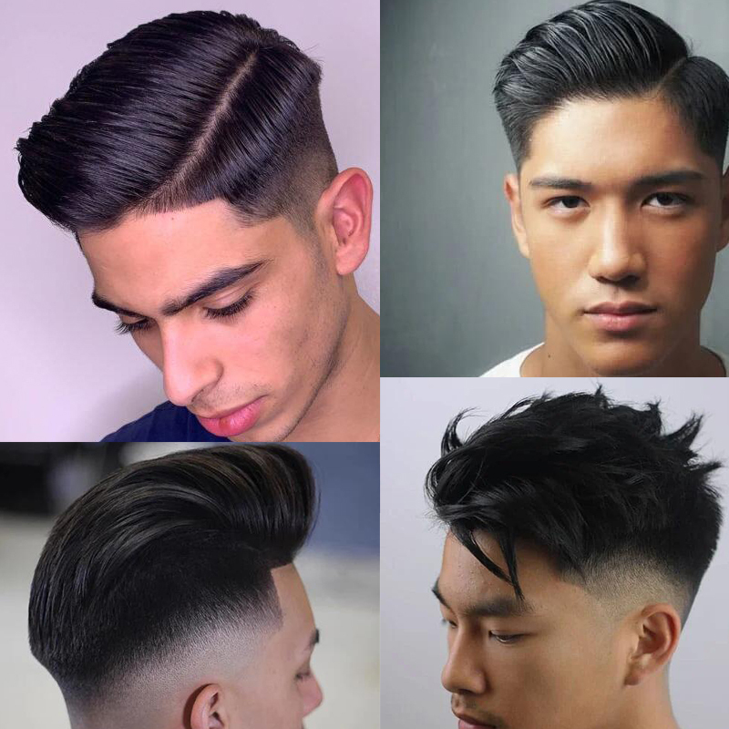 Men Toupee Silk Base Wigs For Men Short Hair PU Silk Base Toupee Human Hair Toupee For Men Hair pieces Natural Hairline Clip in Crown 1B Color