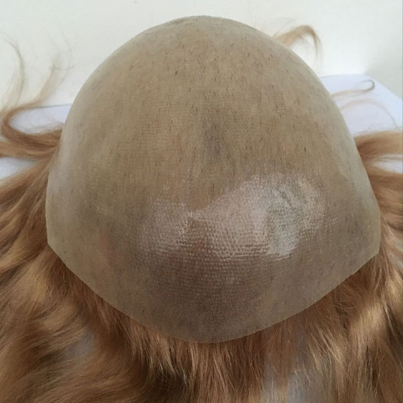Toupee for Man Ultra Thin Skin PU Men's Hairpiece European Virgin Human Hair Replacement System Pieces 10x8inch #4 Light Brown Color