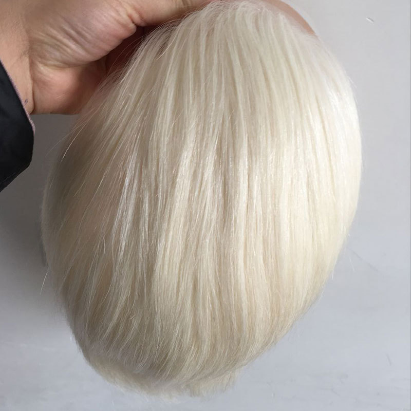 Human Hair Piece Wigs Toupee For Men Hair Replacement System Human Hair Toupee For Men Natural Lace Front With Skin 10x8 Straight White Color