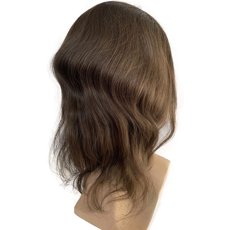 New Toupee Long Hair Men's Toupee Hair Replacement Systems 12inch Franch Lace Front Natural Hairline Hairpieces Thin Skin PU V-looped 10"x8" Base Size