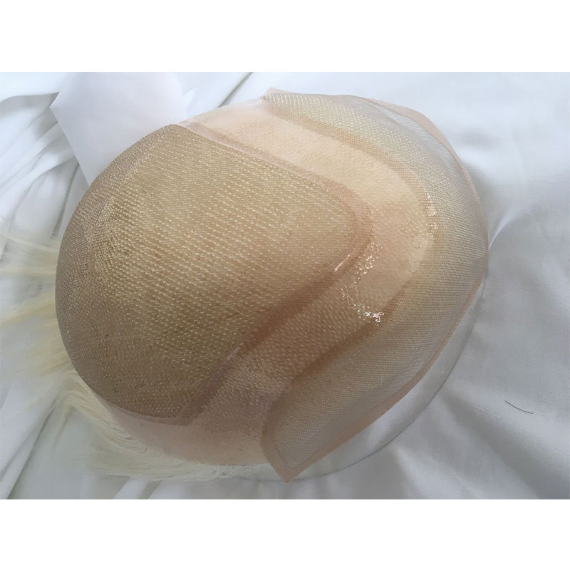 Human Hair Piece Wigs Toupee For Men Hair Replacement System Human Hair Toupee For Men Natural Lace Front With Skin 10x8 Straight White Color