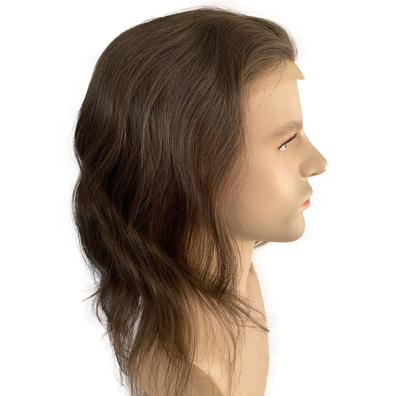 New Toupee Long Hair Men's Toupee Hair Replacement Systems 12inch Franch Lace Front Natural Hairline Hairpieces Thin Skin PU V-looped 10"x8" Base Size