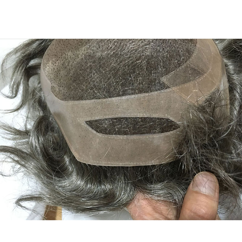 Toupee Shops Men's Toupee 10"×8" European Virgin Human Hair Toupee Super Soft Thin Skin Mens Hair pieces Hair Replacement System with PU around Base