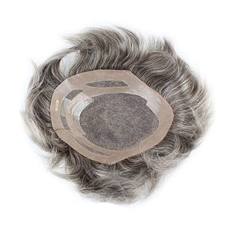 Toupee Shops Men's Toupee 10"×8" European Virgin Human Hair Toupee Super Soft Thin Skin Mens Hair pieces Hair Replacement System with PU around Base