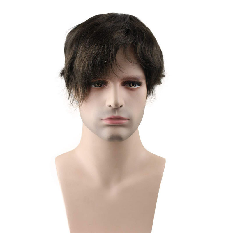 Toupee Hair Piece Swiss Mono Lace With Soft Thin Skin Toupee For Men With 10"X8" Virgin Human Hair Slight Wave Men's Replacement Hairpiece