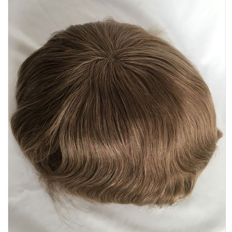 Famous Toupee Men's Toupee 10x8inch European Human Hair Swiss Mono Lace Thin Skin Hairpiece Hair Replacement System for Men #21 Ash Blonde Color