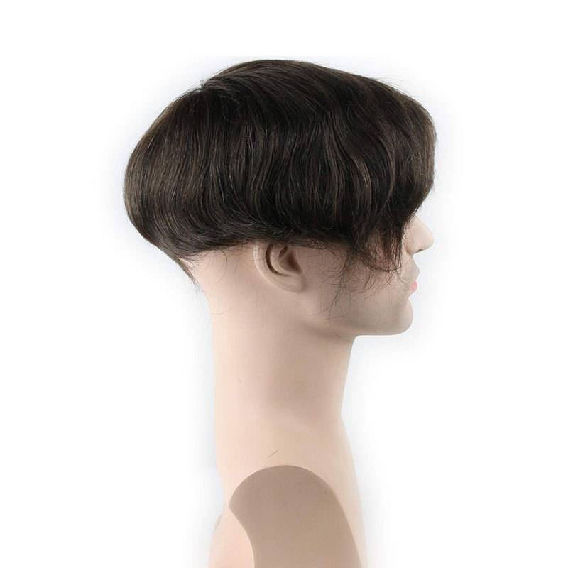 Toupee Hair Piece Swiss Mono Lace With Soft Thin Skin Toupee For Men With 10"X8" Virgin Human Hair Slight Wave Men's Replacement Hairpiece