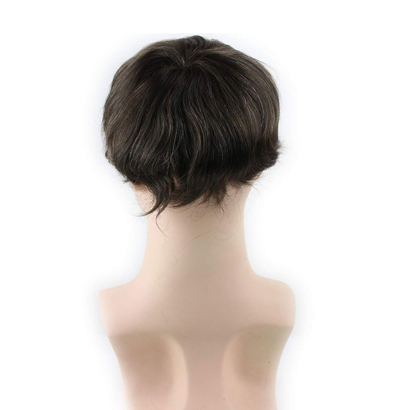 Toupee Hair Piece Swiss Mono Lace With Soft Thin Skin Toupee For Men With 10"X8" Virgin Human Hair Slight Wave Men's Replacement Hairpiece