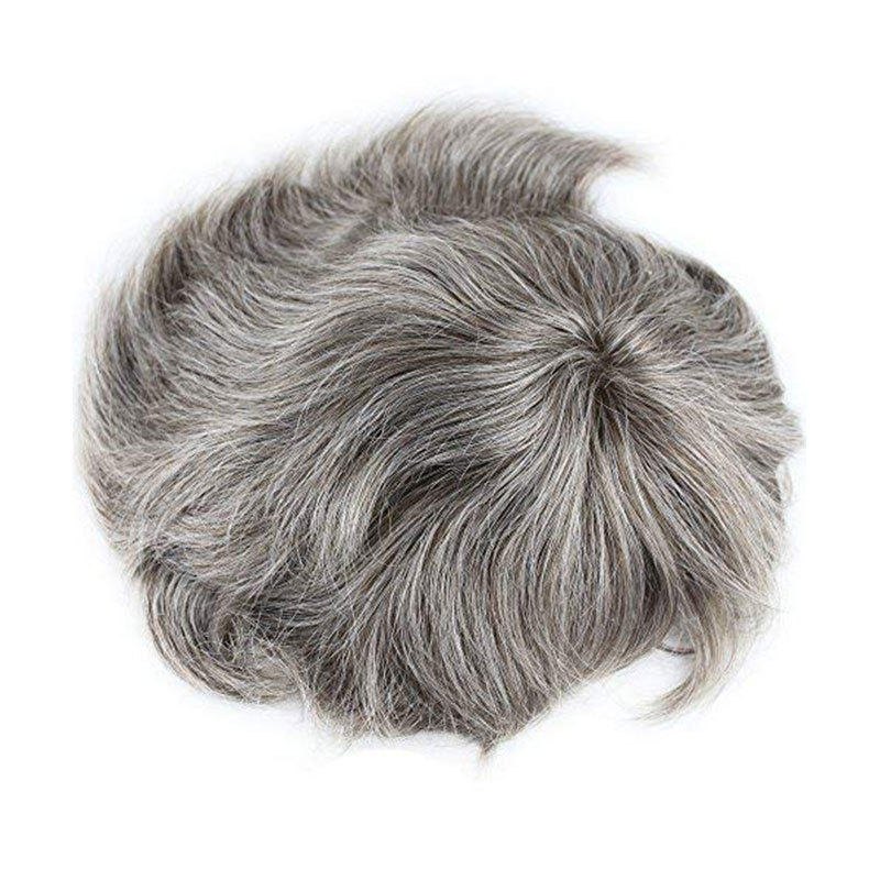 Toupee Shops Men's Toupee 10"×8" European Virgin Human Hair Toupee Super Soft Thin Skin Mens Hair pieces Hair Replacement System with PU around Base