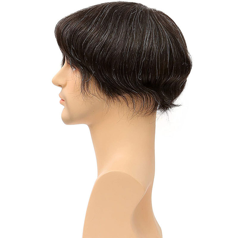 Stock Toupee Men’s Toupee Soft Thin Skin 0.06mm PU 10x8inch Hair Replacement for Men's Hairpiece 100% European Human Hair Pieces for Man 1B Mixed 20