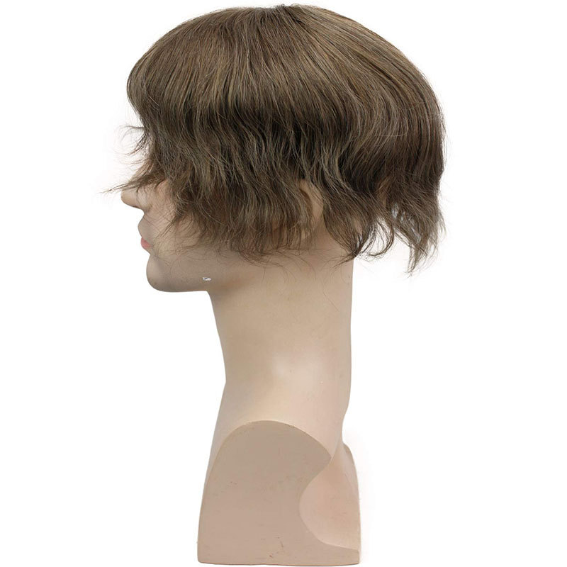 Men's Hair Wig Full Swiss Lace Men Toupee Human Hair Wig Indian Remy Hair System Breathable Men Hairpiece Wave Straight 10X8 Blond 18# Color