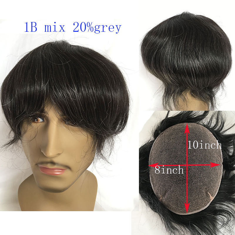 Men's Hair Wig Full Swiss Lace Men Toupee Human Hair Wig Indian Remy Hair System Breathable Men Hairpiece Wave Straight 10X8 Blond 18# Color