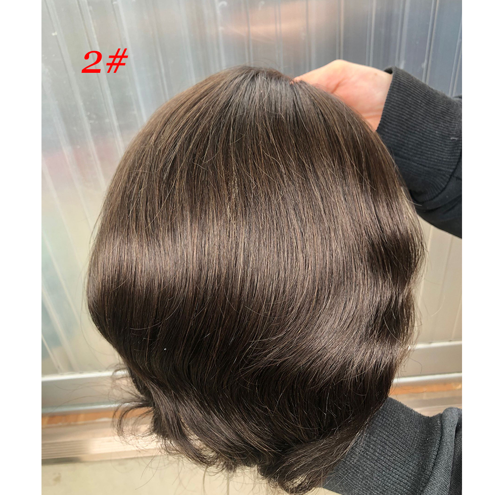 New Hair Wig Men'S Toupee Hairpieces Replacement System For Men PU Base With Frontal Swiss Lace Net 100% European Remy Human Hair 10x8 1B Mixed 80%Gre