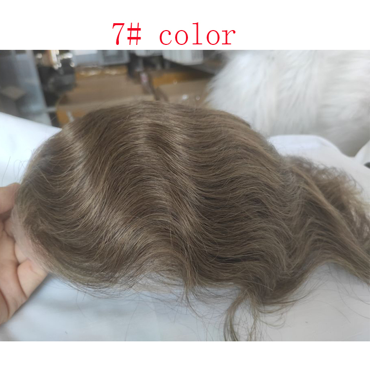 New Hair Wig Men'S Toupee Hairpieces Replacement System For Men PU Base With Frontal Swiss Lace Net 100% European Remy Human Hair 10x8 1B Mixed 80%Gre