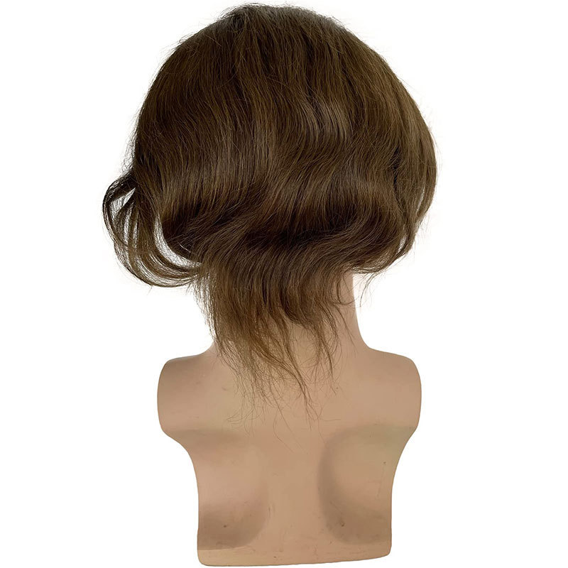 Men's Hair Wig Full Swiss Lace Men Toupee Human Hair Wig Indian Remy Hair System Breathable Men Hairpiece Wave Straight 10X8 Blond 18# Color