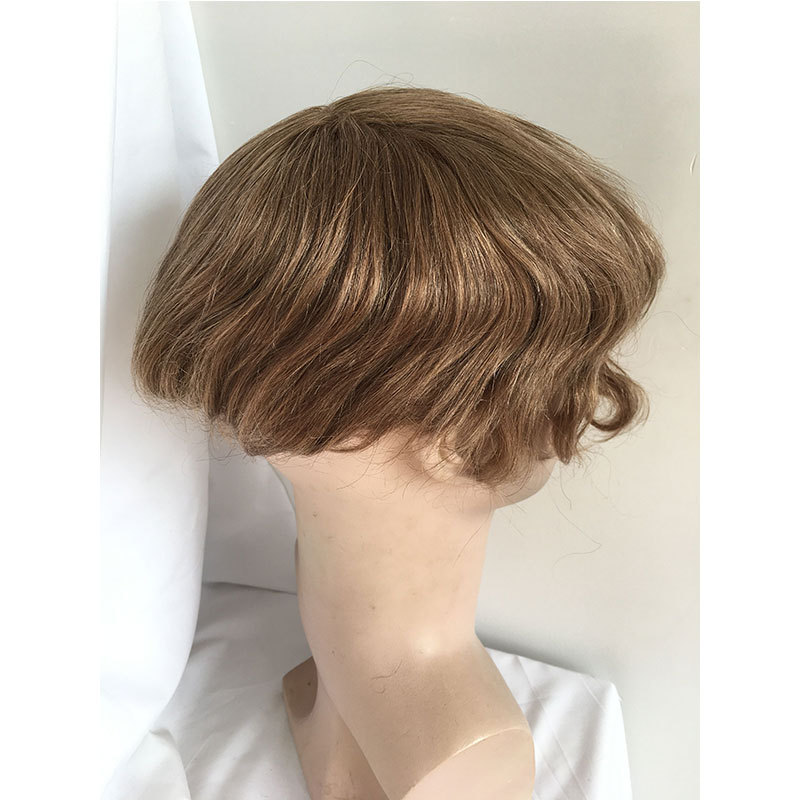 Men's Hair Wig Full Swiss Lace Men Toupee Human Hair Wig Indian Remy Hair System Breathable Men Hairpiece Wave Straight 10X8 Blond 18# Color