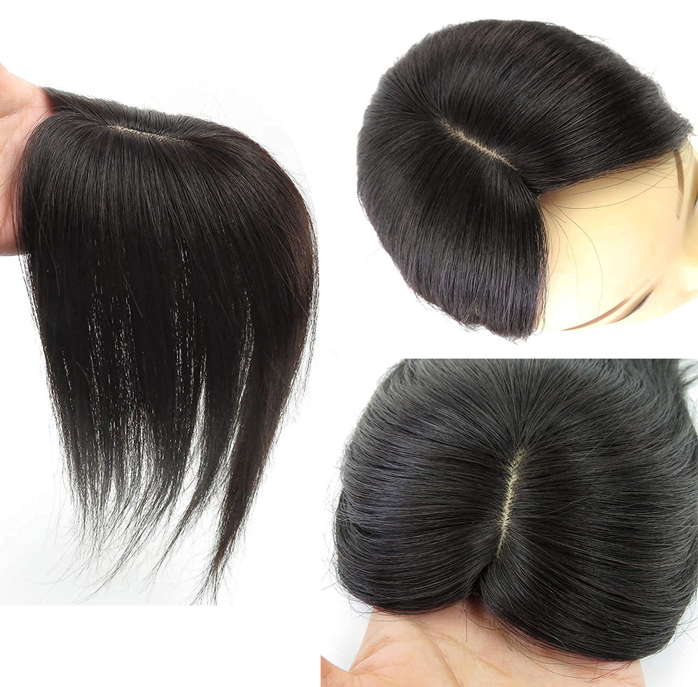 Hair Piece Extensions Crown Toppers Solid Color 100% Human Hair Natural 1B Color Remy Human Hair Clip In Hair For Women Toupees