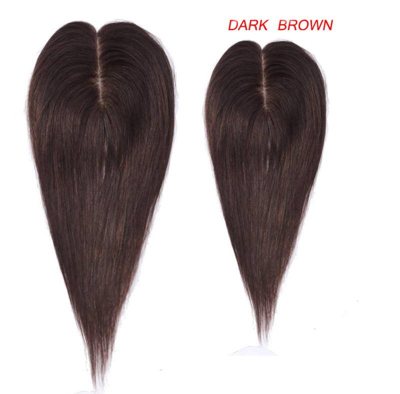 Skin Base Human Hair Topper With Clips In Silk Top Virgin European Hair Toupee for Women Fine Hairpiece 13X15cm Silk Base Closure