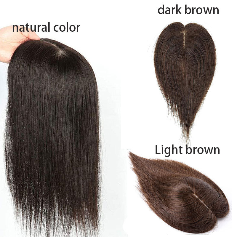 Silk Skin Base Topper Women 100%Virgin Human Hair Piece For Women Clip In Crown Topper Hand-made Toppee Hair Closure