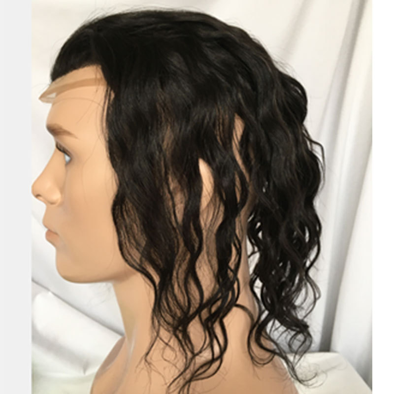 12inch 100%European Virgin Human Hair Toupee for Men Hairpiece Mono Lace with PU Around Men Wigs Toupee Hair Natural Curly Toupee 8*10inch