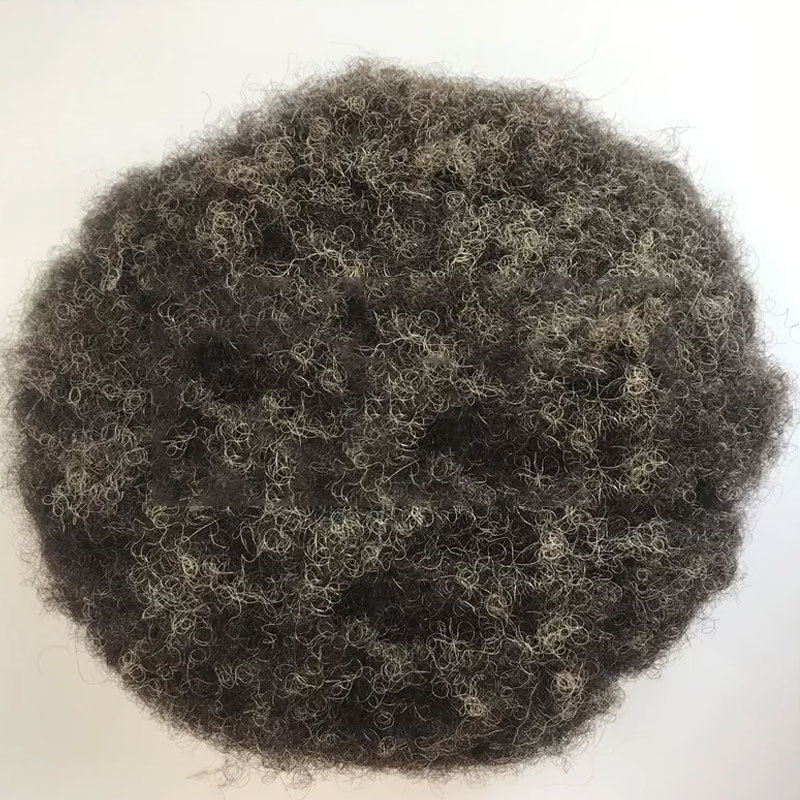 Customized Hairpiece Afro Toupee For Black Men African 4mm 1B20%Gray Color Afro Wig 150% Density Toupee Hairpieces