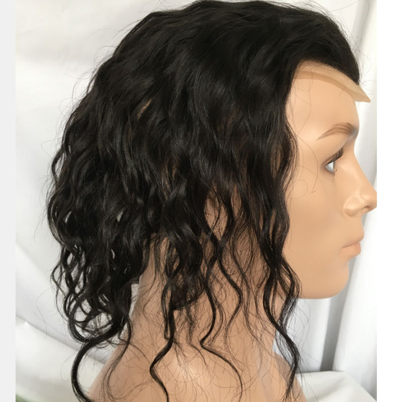 12inch 100%European Virgin Human Hair Toupee for Men Hairpiece Mono Lace with PU Around Men Wigs Toupee Hair Natural Curly Toupee 8*10inch