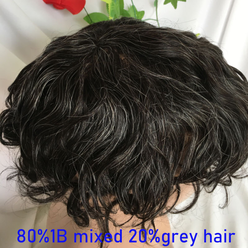 Full Franch Lace Base Toupee for Men 10x8" Human Hair pieces Men's Toupee Replacement System Men Wigs Human Hair Pieces 1B/60 Color