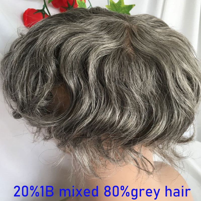 Full Franch Lace Base Toupee for Men 10x8" Human Hair pieces Men's Toupee Replacement System Men Wigs Human Hair Pieces 1B/60 Color