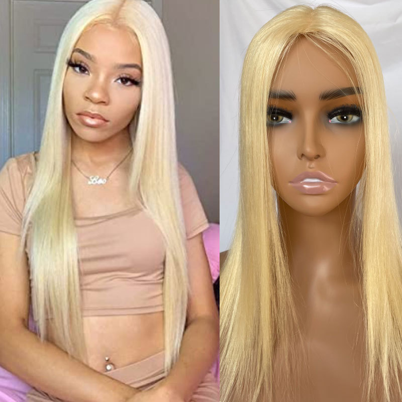 613 Blonde Straight Lace Closure Human Hair Silk Base Top Closure Topper For Women Hair Pieces With Clip Middle Part Closrue 16Inch