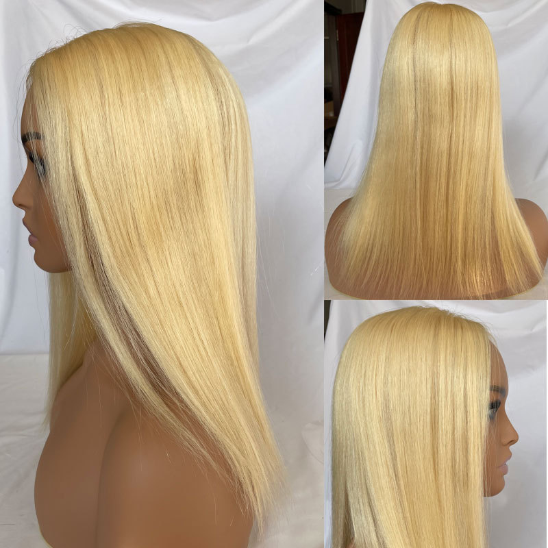 Brazilian Virgin Hair 613 Lace Closure With Baby Hair Silk Base Straight Human Hair MiddlePart Closure Remy Hair Extension Clip In Top27P613