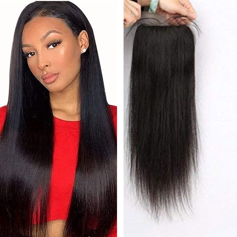 Voloriahair Silk Top Closure 4x4inch Brazilian Virgin Human Hair Silk Base Closure Straight Free Part With Baby Hair Closure Piece for Women