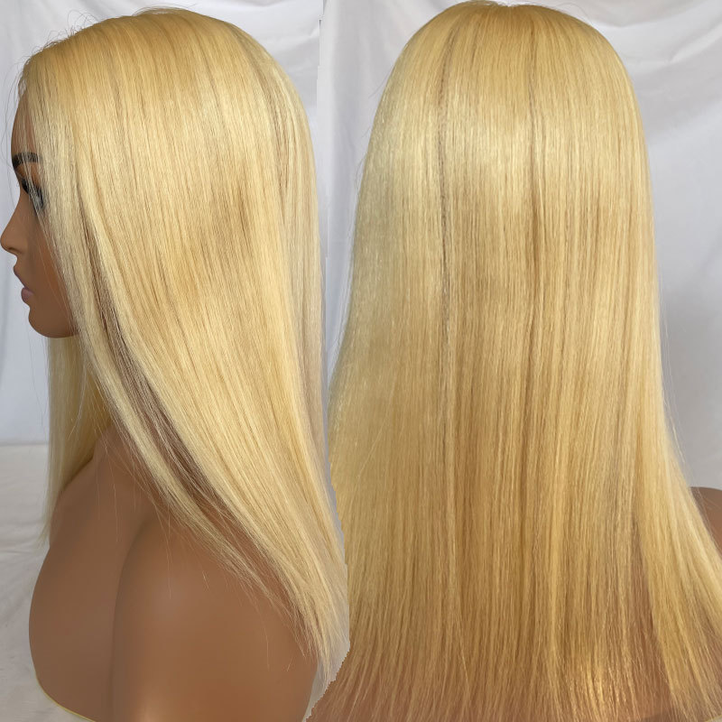 613 Blonde Straight Lace Closure Human Hair Silk Base Top Closure Topper For Women Hair Pieces With Clip Middle Part Closrue 16Inch