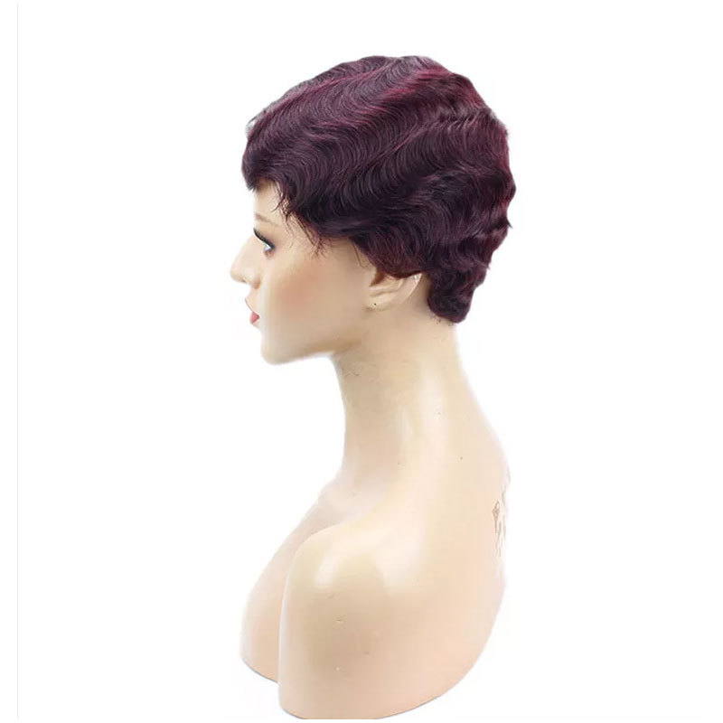 Voloriahair Ocean Wave Short Human Hair Wigs Natural Looking Full Machine Made None Lace Replacement Wig for Women