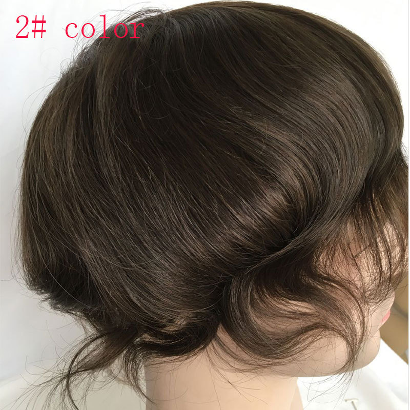 Human Hair Color 4 Men's Toupee 10x8 All PU Around Durable Thin Skin Hair Repacement Brazilian Remy Hair Wigs For Men