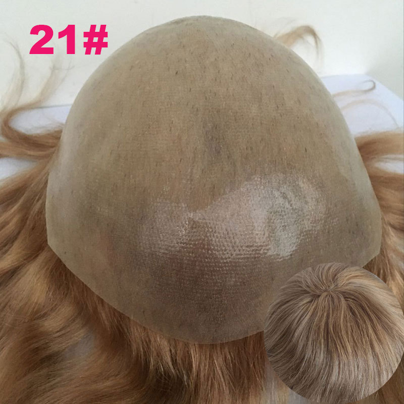 Human Hair Color 4 Men's Toupee 10x8 All PU Around Durable Thin Skin Hair Repacement Brazilian Remy Hair Wigs For Men